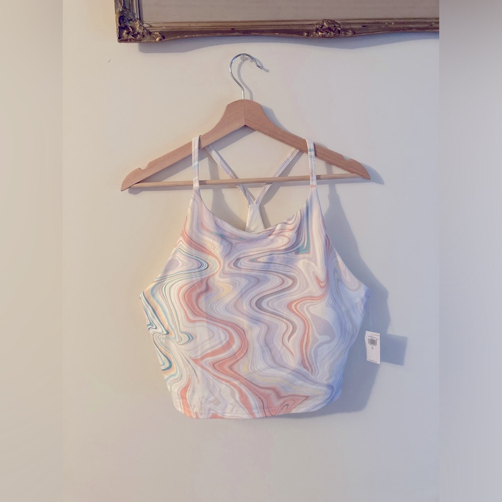 NWTS Old Navy Swirl Pop Power Soft Longline Sports Bra Pastel Size XL Active